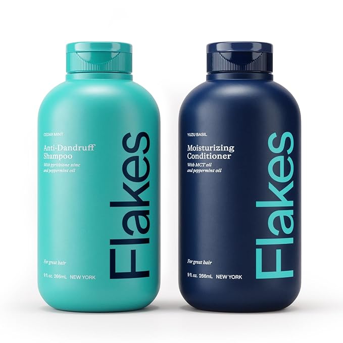 Flakes Anti Dandruff Shampoo and Conditioner Set | Dry, Flaky, & Itchy Scalp Shampoo | Sulfate & Paraben Free for Healthy Hair | Hydrating Shampoo & Moisturizing Conditioner for Scalp Care | 9 fl oz-VivaGrace Women