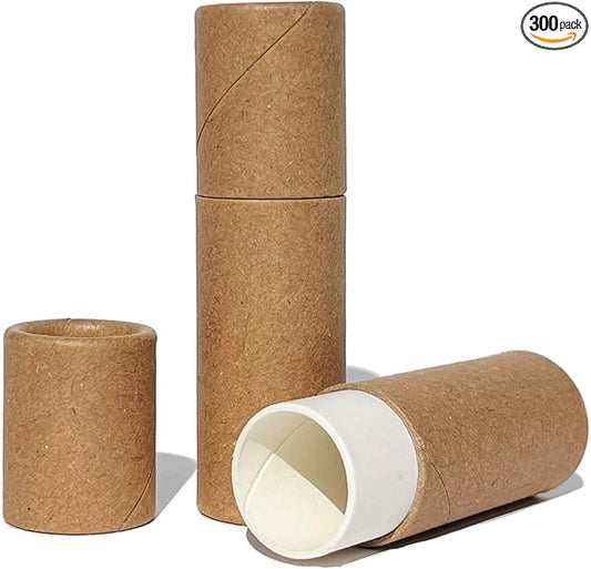 Push-Up Paperboard Lip Balm Tubes, Biodegradable Kraft Paper Lipstick Tube, Cardboard 0.5 Oz. (15 ml) Empty Container, Solid Perfume Tube, Sample Cosmetic Container, DIY Chapstick, Lipstick (300)-VivaGrace Women