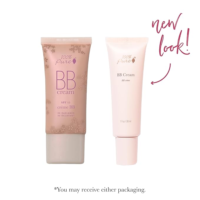 100% PURE BB Cream Shade 30 Radiance Full Face Coverage Skin Care & Glow - All-In-One Primer Concealer & Foundation Makeup - Shimmery, Dewy Youth Tan Color w/Warm Golden Undertone - Vegan - 1 Fl Oz-VivaGrace Women