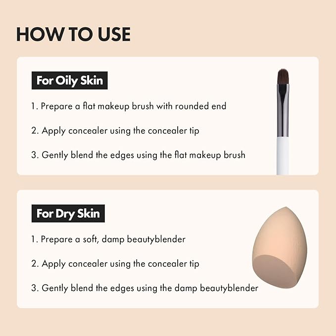 LUNA Long-Lasting Tip Concealer Cover-Fit (#0.5 Proclein) Full Coverage, for Under Eye Dark Circles, Fine Lines, Redness & Discoloration, Korean Makeup 0.26 Fl Oz-VivaGrace Women