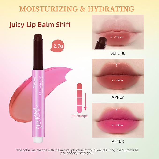 Juicy Lip Plump Shift, Click Melting Lip Balm Lasting Tint Hydrating & Nourishing Lip Care Moisturizer Glossy Color Changing Lip Gloss Non Sticky Lipstick Vegan Tinted Lip Balm (#5 Blueberry)-VivaGrace Women