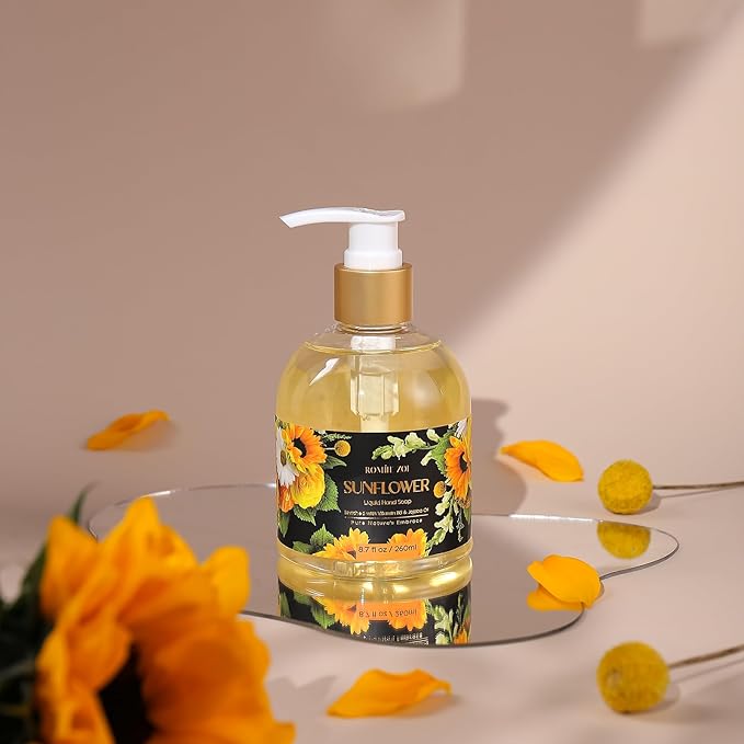 Liquid Hand Soap with Gift Box - Pure Nature's Embrace - Sunflower - 260ml/ 8.7 fl.oz (Pack of 3)