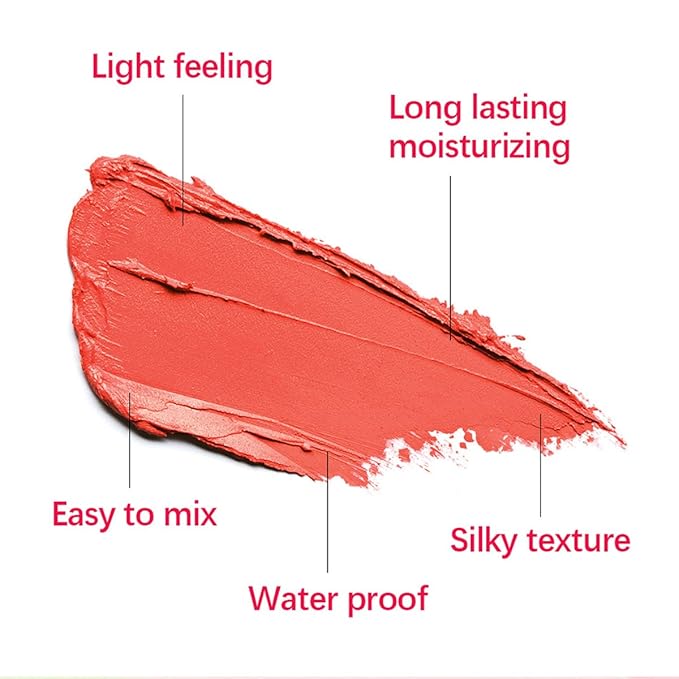 Multi-Use Makeup Blush Stick,Cream Blush Stick,Solid Moisturizer Stick,Waterproof Natural Nude Makeup,Tinted Solid Moisturizer Stick for Eyes Lips Cheek (3#Coral Orange)-VivaGrace Women