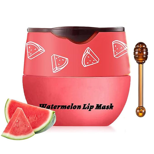 1PCS Lip Balm Honey Lip Balm, Honey Pot Lip Balm Sleeping Lip Mask with Brush, Hydrating & Prevention Dry and Cracked, Lip Scrubs Exfoliator & Moisturizer-VivaGrace Women