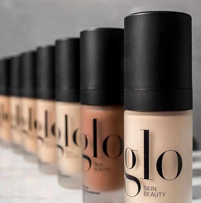 Glo Skin Beauty Luminous Liquid Mineral Foundation Makeup with SPF 18 (Brûlée) - Improves Uneven Skin Tone, Smooths & Corrects Imperfections, Sheer to Medium Coverage, Dewy Finish-VivaGrace Women