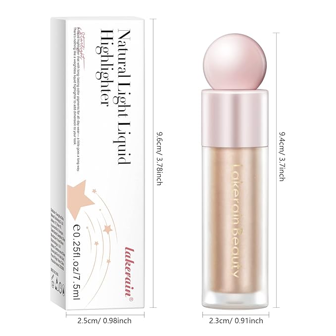 Liquid Highlighter Makeup, Natural Silky Shimmer Finish Face Highlighter, Highly Pigmented, Lasting, Blendable, Soft Cream For Face, 0.25fl.oz (#02 Champagne Shimmer), 1.3 Ounce, 1 Pack-VivaGrace Women