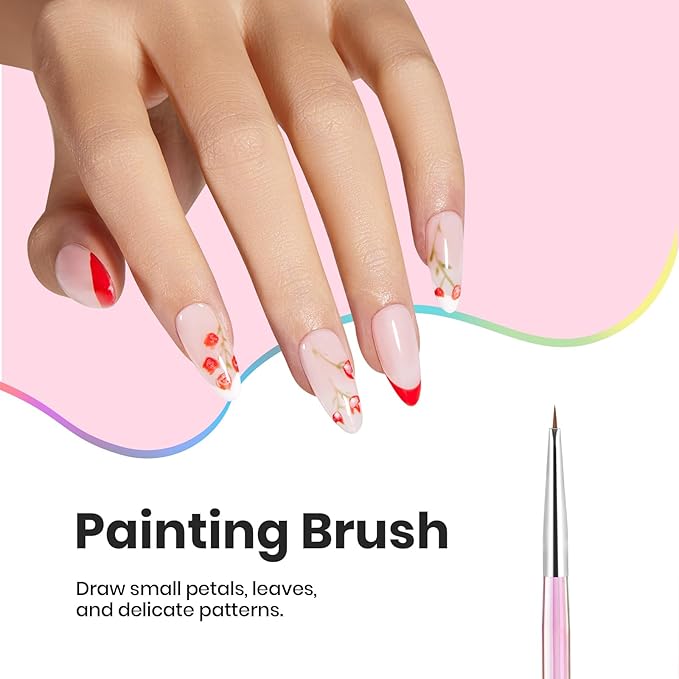 Beetles Nail Art Brushes Set for Gel Polish 3 Pcs Nail Art Design Pen and One White Painting Gel All-in-One Petal Brush Kit Flower DIY with Palette Dotting Manicure Tool Set-VivaGrace Women