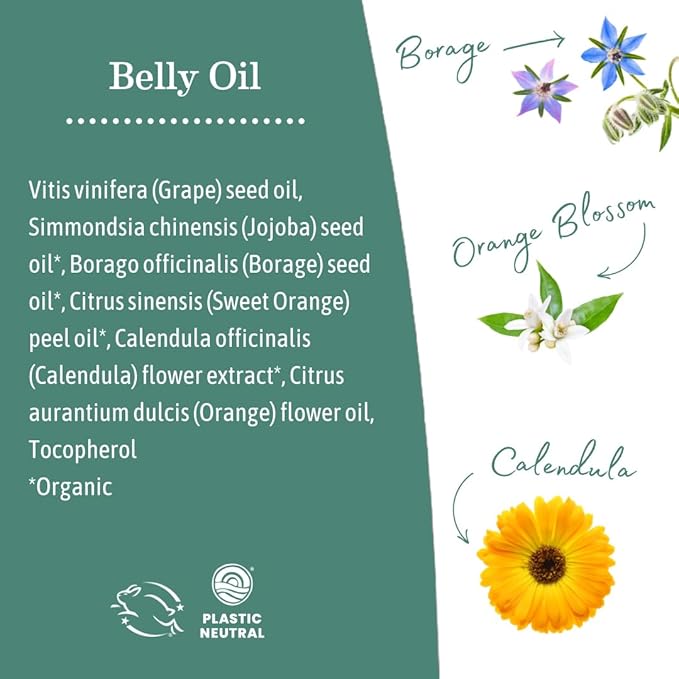 Earth Mama Belly Oil for Dry Skin | Calendula Skin Care Moisturizer Oil to Encourage Natural Elasticity and Help Prevent Stretch Marks During Pregnancy and Postpartum, 4-Fluid Ounce-VivaGrace Women