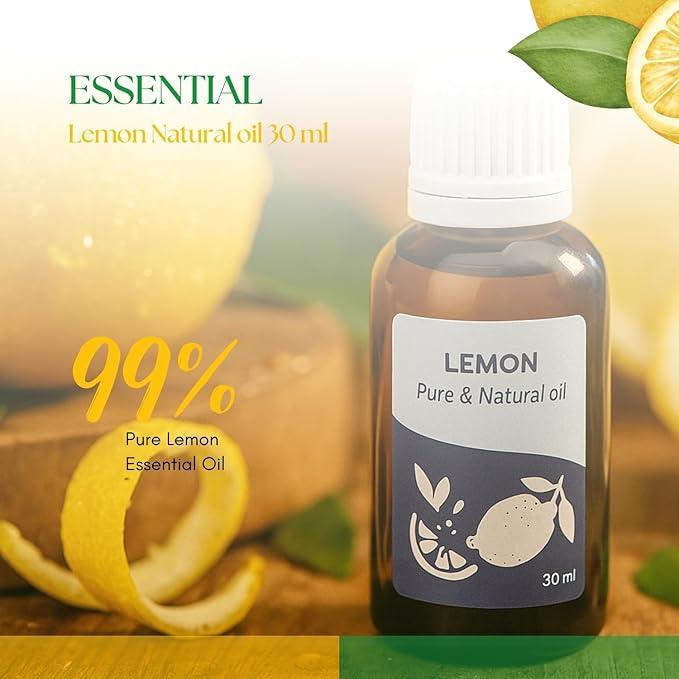 Roots & Above Pure Natural Lemon Essential Oil 1.01 oz/30ml Cold Pressed Oils for Skin, Hair, Massage, Diffusers & Candle Making-VivaGrace Women