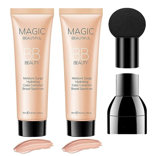 2 Pcs BB Cream Full Coverage Foundation,Hydrating Natural Flawless Concealer, Clean Nude Makeup Base,Color Correcting Oil-Free BB Cream(light skin tone)-VivaGrace Women