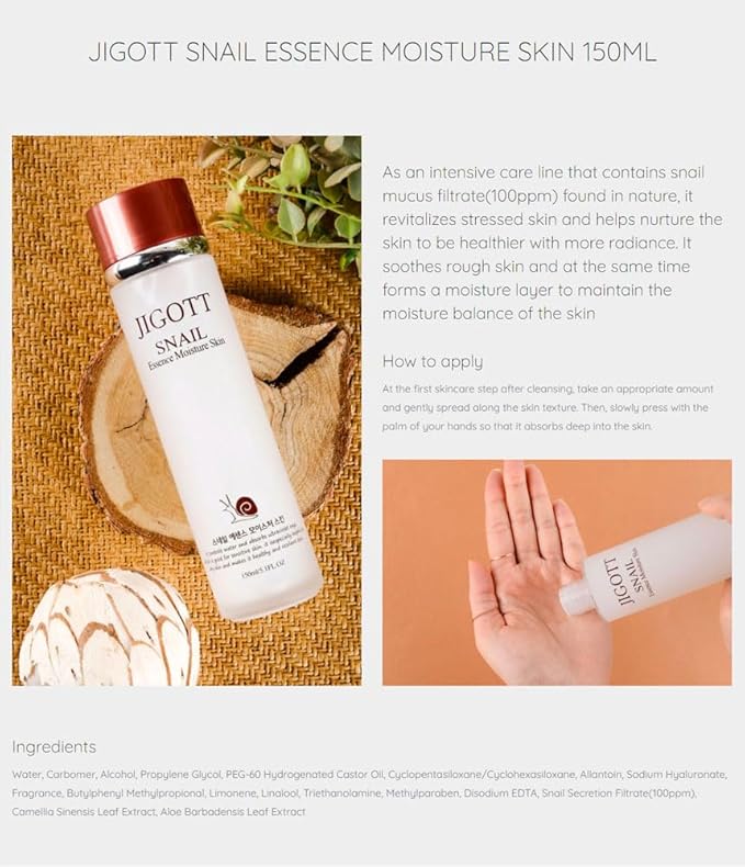 Snail Essence Moisture Skin Care 3Set, K Beauty Snail Cream, Moisturizer, Toner, Anti-Aging Hydration-VivaGrace Women