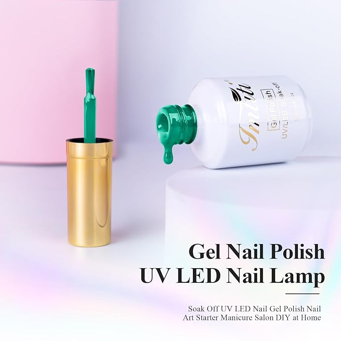 Imtiti Gel Nail Polish, 1 Pcs 15ml Green Color Gel Polish Soak Off Nail Art Manicure Salon DIY Nail Lamp Gel Nail Design Decoration at Home Gift for Women, 0.5 Fluid Ounces