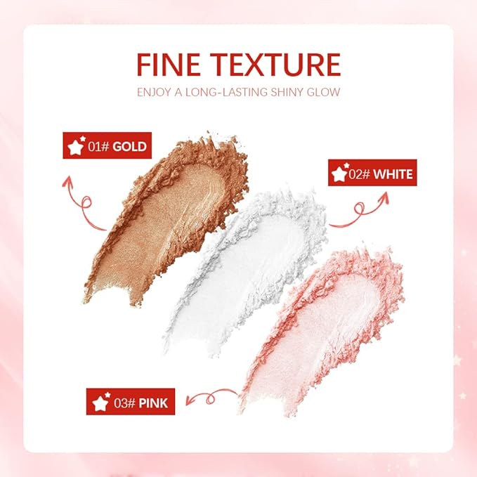 Highlight Polvo De Hadas, Fairy Highlighter Powder, Brightening Whole Body, Natural Three-Dimensional Face Contouring Clavicle Pat Powder, Highlighter Makeup-VivaGrace Women