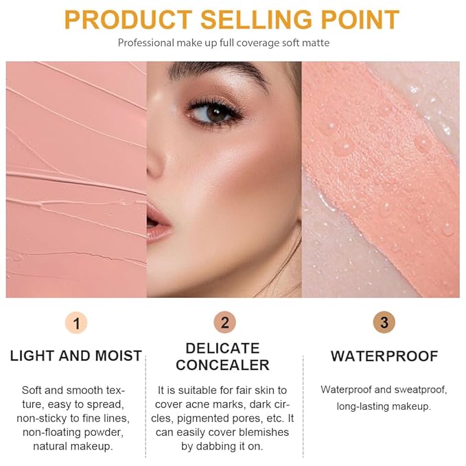 Pot Concealer with Makeup Brush Set,Tattoo Color Correcting Concealer,Full Face Color Correcting Conceal Foundation,Under Eye Concealer Brightener Dark Eye Ring corrector de ojeras (06-TAN)-VivaGrace Women