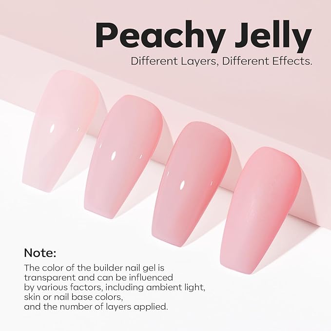 modelones Builder Nail Gel, 8-in-One Jelly Pink Builder, Peachy Pink Rubber Base Gel Polish, LED Lamp Cured Nude Color Base Hardener, Apex Building Strengthener Extension for Girls Home DIY Salon-VivaGrace Women