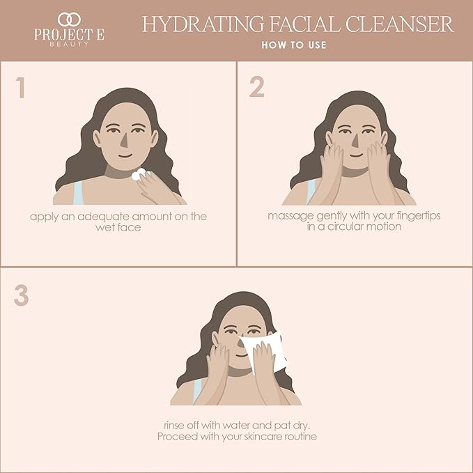 Project E Beauty Hydrating Facial Cleanser Gentle Cleansing | Removes Dirt, Oil & Makeup | Moisturizes & Hydrates | Brightens Complexion | Non-Foaming Formula | For All Skin Types | 125g-VivaGrace Women