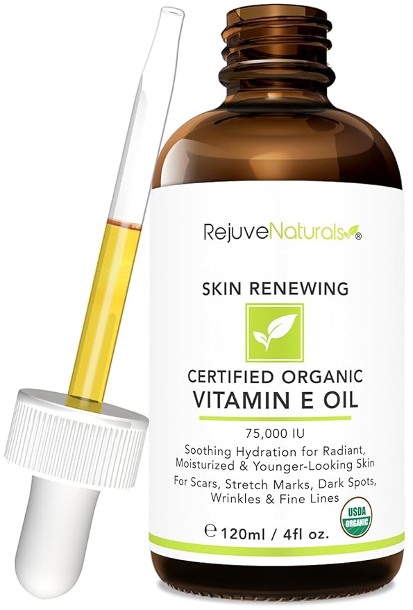 Vitamin E Oil - 100% All Natural & USDA Organic (LARGE 4oz Bottle) Repair Dry, Damaged Skin from Surgery & Acne, Age Spots & Wrinkles. For Radiant, Hydrated & Youthful Skin. Face & Body Moisturizer-VivaGrace Women
