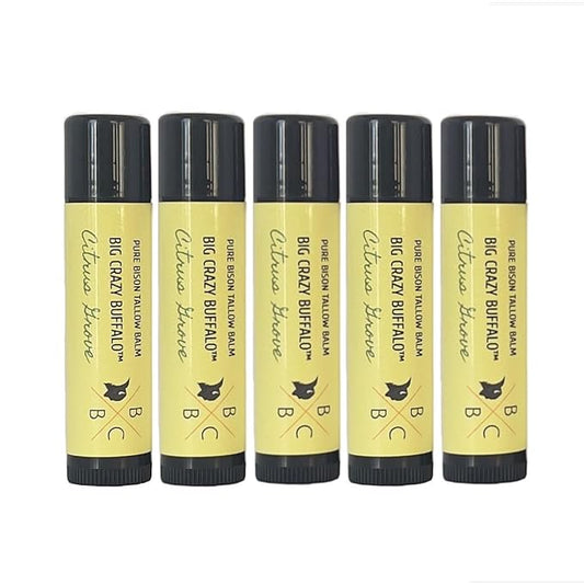 Pure Bison Tallow Lip Balm, Citrus Grove, (5 pack) - Lemongrass & Lemon, Moisturizing, Non-Habit Forming-VivaGrace Women