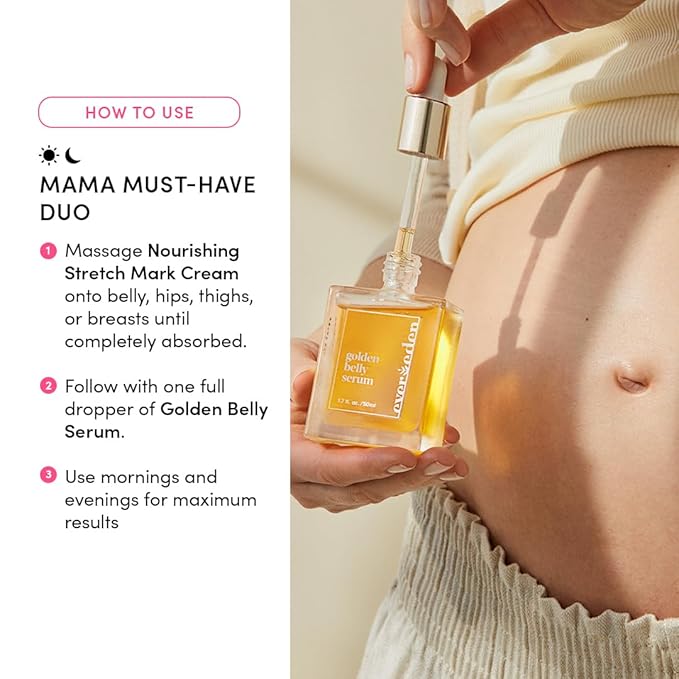 Evereden Mama Must-Have DUO - Golden Belly Stretch Mark Oil & Nourishing Stretch Mark Cream - Dermatologist-Developed Clean & Vegan Maternity Skin Care for Stretch Mark Reduction & Skin Hydration-VivaGrace Women
