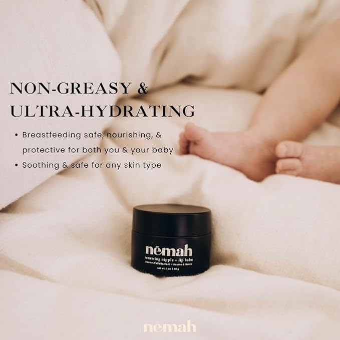 Nemah - Organic Nipple Butter, Nipple Cream for dry cracked nipples, Nourishing Nipple Balm for Breastfeeding, Non-Greasy Vegan Lip Balm with Calendula, Jojoba Oil, and Other Botanical Extracts, 30 g-VivaGrace Women