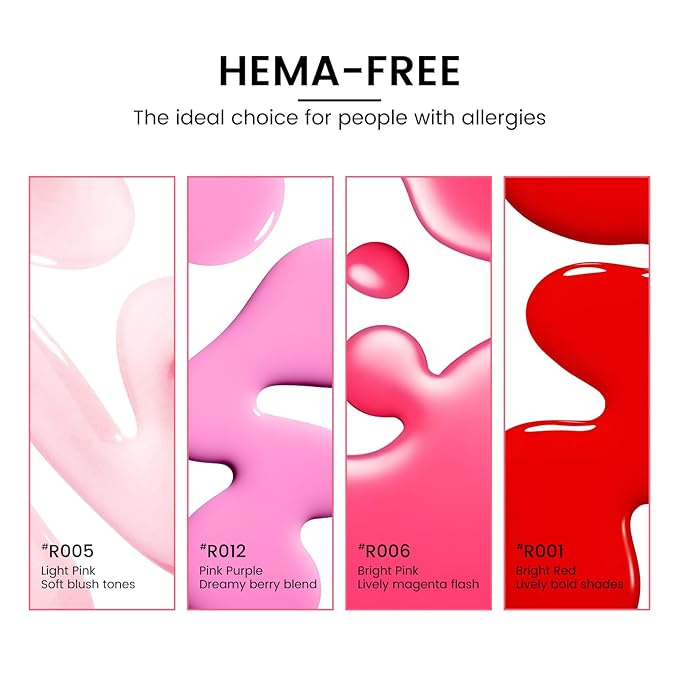 Gel Nail Polish Kit with U V Light, Hema-Free Bright Red Light Baby Pink Violet Pink Summer Gel Polish Set with Base & Top Coat Chrome Nail Powder, 4 Colors Mini Salon Nail Art Starter Gift for Women-VivaGrace Women