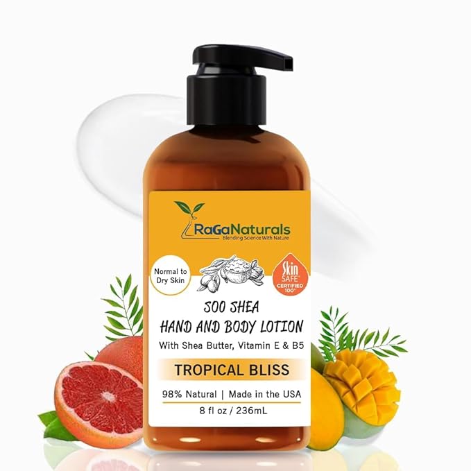 RaGaNaturals Natural Mango Shea Butter Lotion - Tropical Lotion with Vitamin E, B5, Argan & Avocado Oil - Refreshing, Hydrating & Nourishing Moisturizer - Vegan, Cruelty-Free & Paraben Free - 8 Oz-VivaGrace Women