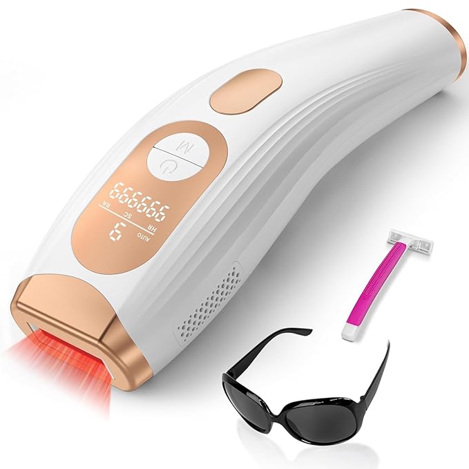 Laser Hair Removal IPL Laser Hair Removal for Women and Men Permanent, 999999 Flashes, At-Home Hair Removal Device for Facial Legs Arms Whole Body Use (White Gold)-VivaGrace Women