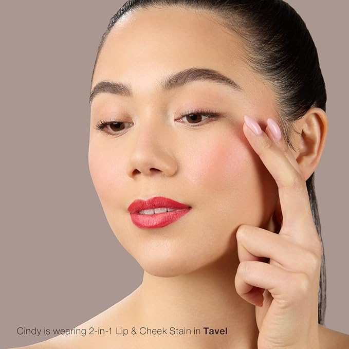 Mineral Fusion 2-in-1 Lip & Cheek Stain Tavel, 0.10 fl oz, Vibrant Coral hydrating, long-lasting, matte lip and cheek color-VivaGrace Women