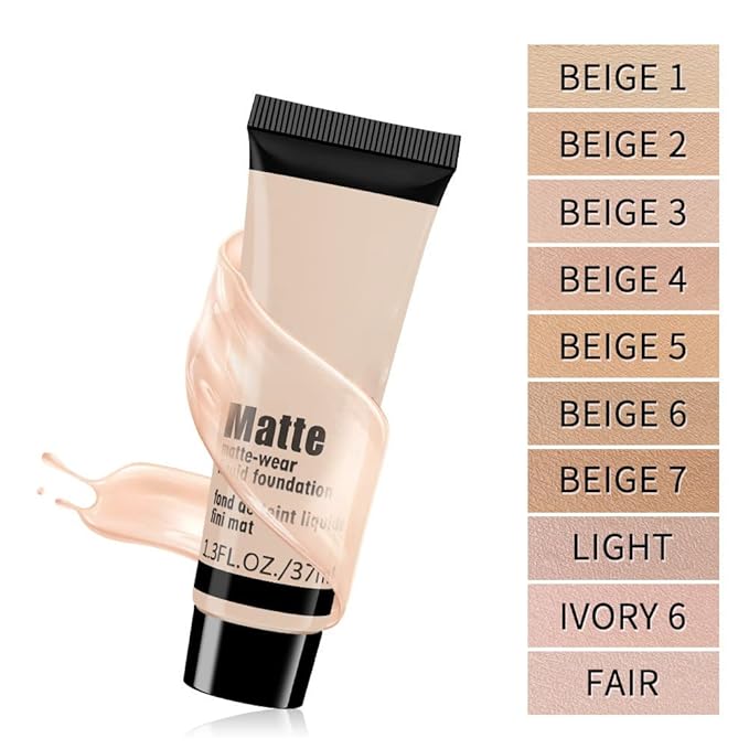 2 Pack Liquid Foundation Cream for Face Makeup,Durable Full Coverage Matte Concealer Make Up,Oil Control & Waterproof Base Primer -1+1 Fl.Oz-BEIGE 4#-VivaGrace Women