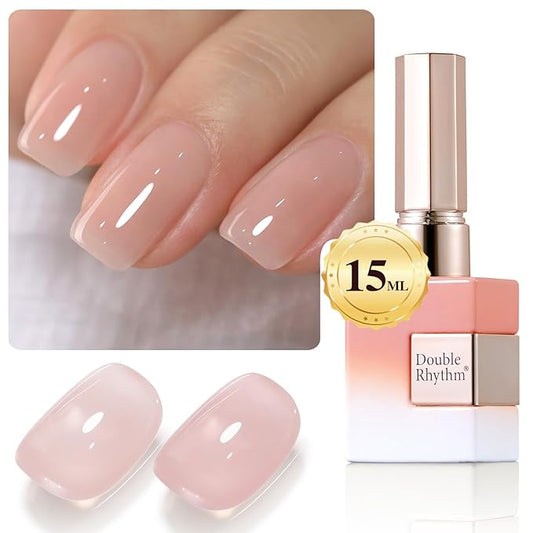 Double Rhythm Translucent Gel Polish Sheer Neutral Natural Light Milky Same Color Same Bottle 15ML Jelly Polish Art DIY at Home (Milky Pink -A1374)-VivaGrace Women