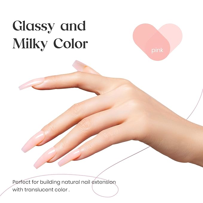 Beetles Builder Gel 15ML, 7 in 1 Builder Strengthener Gel Translucent Pink Nude Gel Nail Extension Brush in Bottle UV Gel Nail Polish, No Slip Solution Need Base Gel Needed-VivaGrace Women