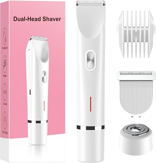 Bikini Trimmer for Women Electric Razors for Women, Double Head Dual Purpose, IPX7 Waterproof Hair Razor, Ceramic Blade Hair Trimmer Wet & Dry Use,Womens Painless Electric Shaver for Facial and Body-VivaGrace Women