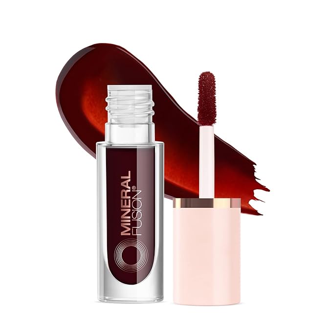 Mineral Fusion 2-in-1 Lip & Cheek Stain Merlot, 0.10 fl oz, Deep Cherry Red hydrating, long-lasting, matte lip and cheek color-VivaGrace Women