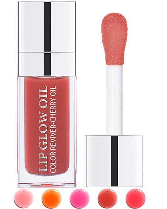 Plumping Lip Glow Oil,Hydrating Tinted Lip Oil Gloss,Glow Reviver Lip Oil,Long Lasting Moisturizing Clear Lip Plumper Oil Tint for Lip Care Dry Lip,Women's Day Makeup Gift for Women (#012 Rosewood)-VivaGrace Women