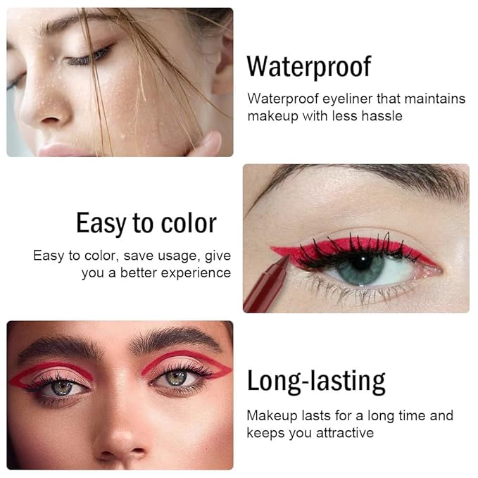 evpct True Red Gel Eyeliner Pencil for Women Waterline Waterproof Smudge Proof Eye Makeup Liners, Red Mascara Eye Liner Gel Liner Eyeliner with Sharpener delineador de ojos contra el agua 17