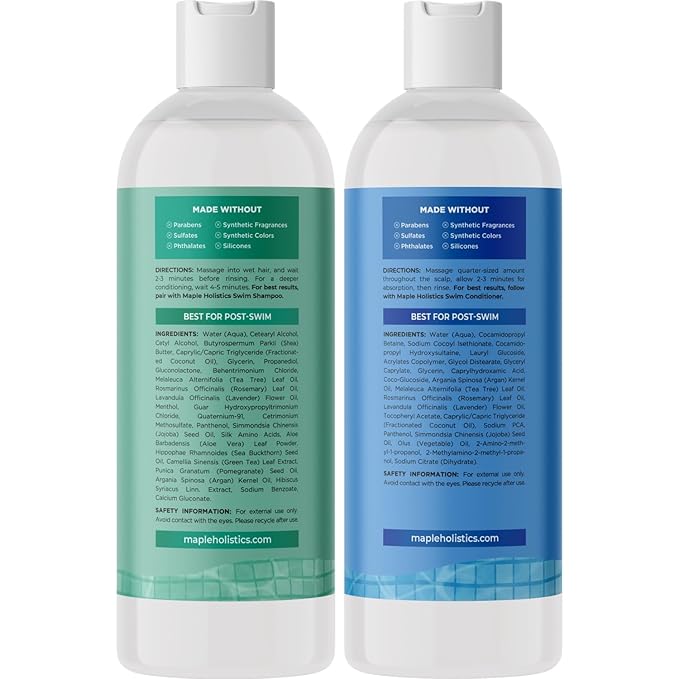 After Swim Shampoo and Conditioner Set - Chlorine Shampoo and Conditioner for Swimmers with Tea Tree and Rosemary Oil - Clarifying Shampoo for Hard Water Chlorine and Saltwater with Replenishing Oils-VivaGrace Women