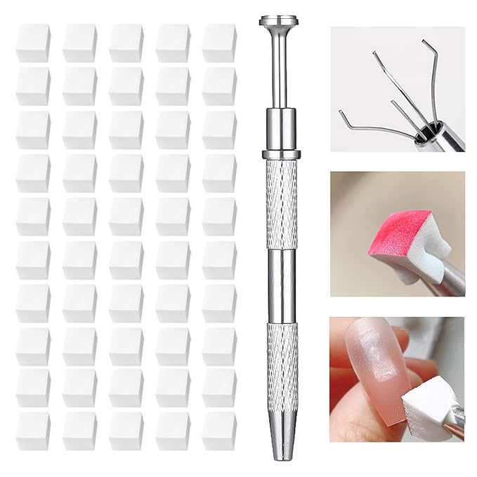 62 Pcs Nail Art Brushes Set,5 Pcs Striping Liner Brush,5 Pcs Dual Tipped Silicone Dotting Sculpture Pen,50 Pcs Nail Sponges for Ombre with Grabbing Pen,Mixing Palette Pen Holder-VivaGrace Women