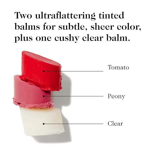 goop Beauty Lip Balm Trio | Clean Moisturizer for Chapped, Cracked & Dry Lips | Clear, Peony, & Tomato | Tinted for Sheer Color | Petroleum Free | 0.16 fl oz Each-VivaGrace Women