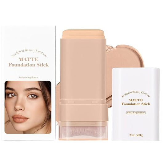 Beauty Balm Serum Boosted Skin Tint, Dual-Ended Eraser Foundation Stick with Brush, Full Coverage Cream Korean Makeup, Long-Lasting Stick for Smooth, Flawless Finish (#3 Warm Beige)-VivaGrace Women