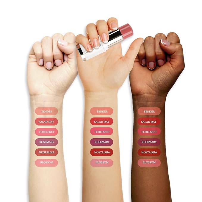Blush Stick, Cream Blush for Cheeks and Lip Tint, Dewy Finish, Buildable & Blendable Color, Lightweight & Long-Lasting Formula| Rosemary-Mauve & Angled Blush Brush（0.53fl.oz）-VivaGrace Women