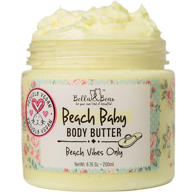 Bella and Bear Beach Baby Body Butter - Moisturizing Shea Cream for Women - Vegan, Cruelty-Free, Oil-Free - Helps Prevents Pregnancy Stretch Marks Bulk 6.76-oz. - 12 Pack-VivaGrace Women