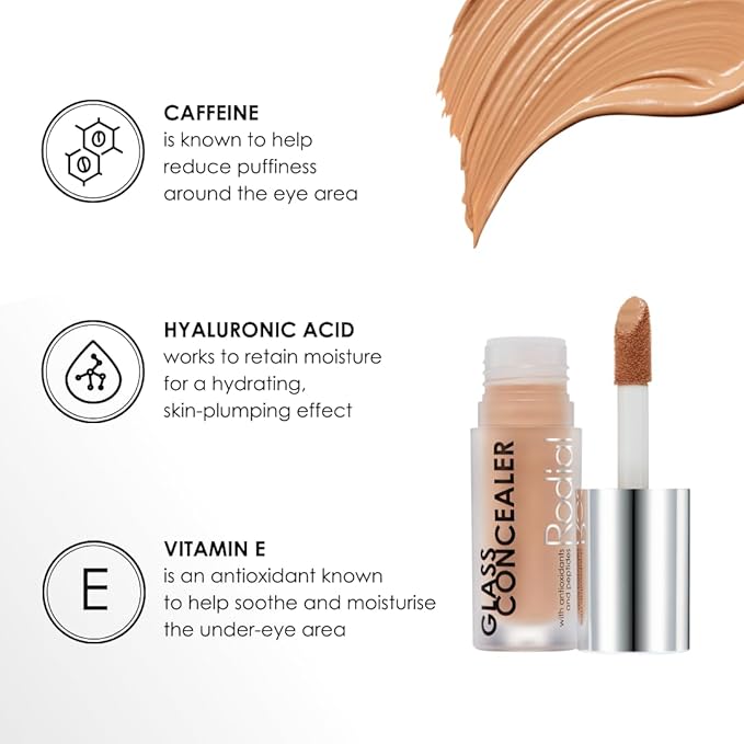 Rodial Glass Concealer Shade 4 - Luminous, Full-Coverage Cream with Peptides and Antioxidants for Flawless Skin, 0.1 fl. oz.-VivaGrace Women