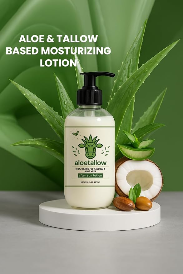 After Sun Lotion for Sunburn Relief & Tan Extender – Aloe Vera & Grass Fed Tallow with Shea & Cocoa Butter – Non-Toxic Daily Body Moisturizer for Dry Skin, Face & After Tanning-VivaGrace Women