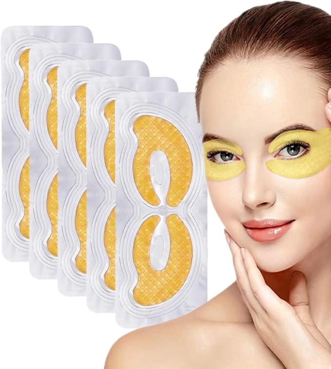 Gold Hydrogel Eye Mask Collagen Crystal Eye Mask Patches Anti-Aging Under Eye Pads - Reduce Wrinkles,Puffy Eyes,Dark Circles,Eye Bags - Moisturizer Eye Contour Mask, Improve Skin Elasticity | 5 Pairs-VivaGrace Women