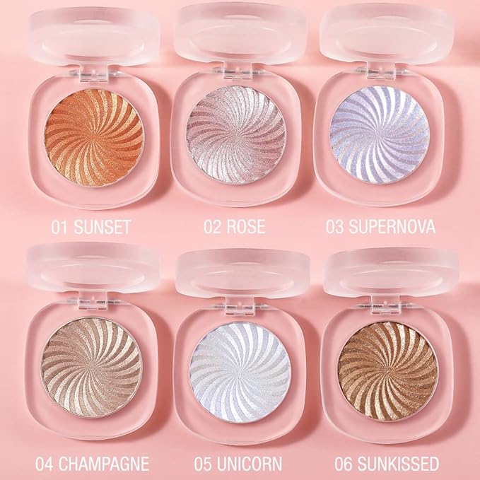 Cream Highlighter Makeup Palette, Glow Highlighters Makeup Powder, Suit for Cheeks, Body, Eyeshadow, Silver Light Pink Rose Gold Purple Champagne, Vegan, Talc Free (06)-VivaGrace Women