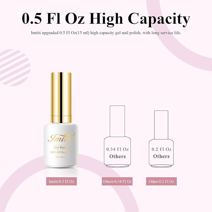 Imtiti Light Pink Gel Nail Polish, 15ml Baby Pink Color Gel Polish Soak Off LED Nail Polish Gel Nail Art Design Manicure Salon DIY at Home 1Pcs