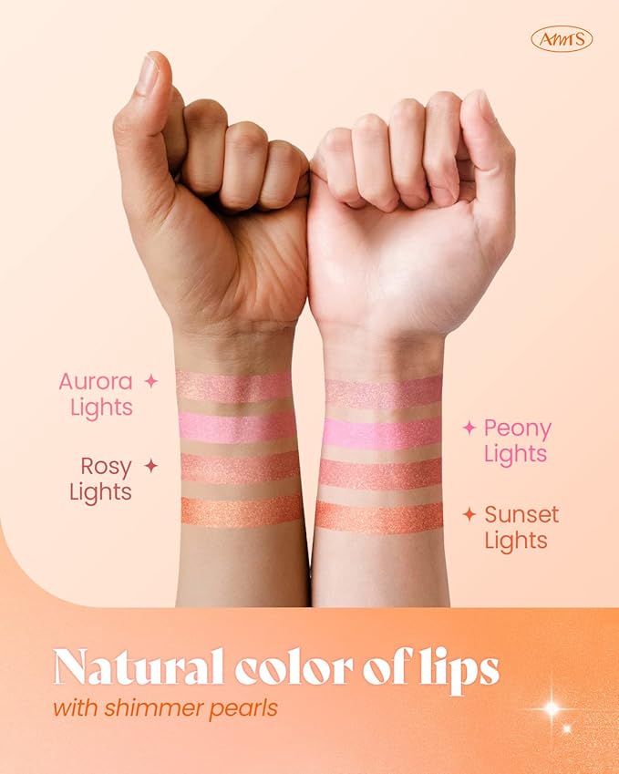 AMTS Tinted Lip Balm - Sunset Lights | Hydrating Glitter Lipstick | Pearl Shimmering Daily Lip Makeup for dry, cracked, chapped lips | korean beauty Moisture Lip Tint-VivaGrace Women