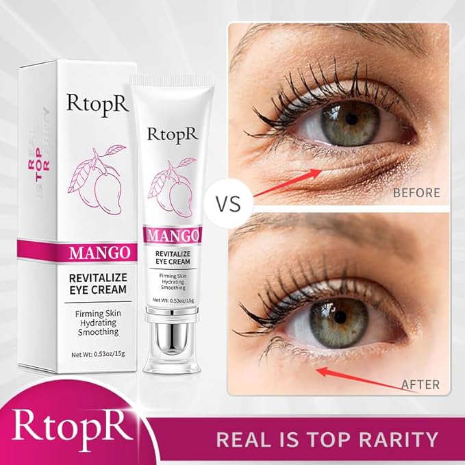 RtopR Mango Firming Eye Cream, Under Eye Cream for Dark Circles and Puffiness, Firm and Smooth the Look of Fine Lines, Smoothes the Skin Around the Eyes-VivaGrace Women