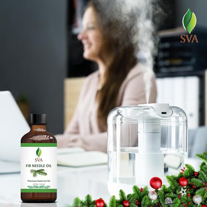 SVA Fir Needle Essential Oil – 4 Fl Oz – 100% Natural Fir Needle Oil - for Diffuser, Hair Care, Face, Skin Care, Aromatherapy, Scalp and Body Massage, Soap and Candle Making – with Dropper-VivaGrace Women