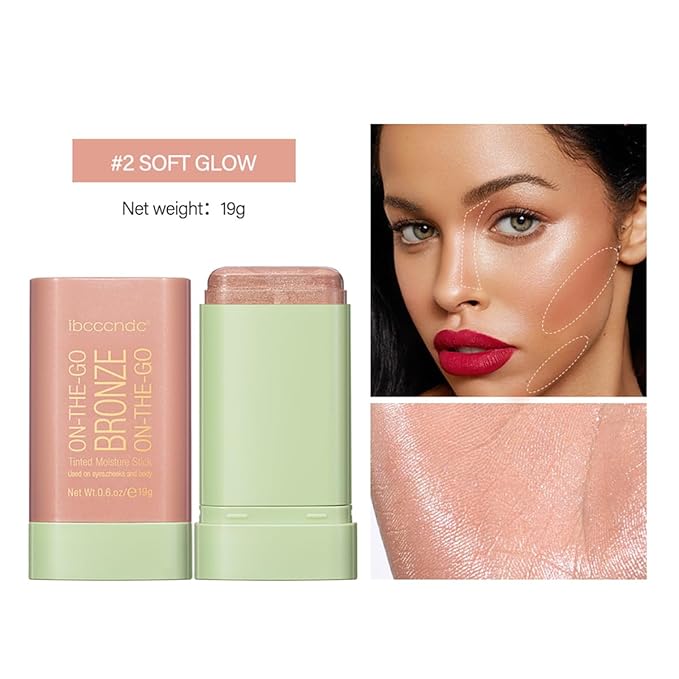 Multi-Use Makeup Blush Stick, Tinted Solid Moisturizer On-the-Go Blush, Multi-use Cream Blush Stick for Cheek & Eyes & Lips, Waterproof Natural Nude Makeup for All Skin (2# Soft Glow)-VivaGrace Women